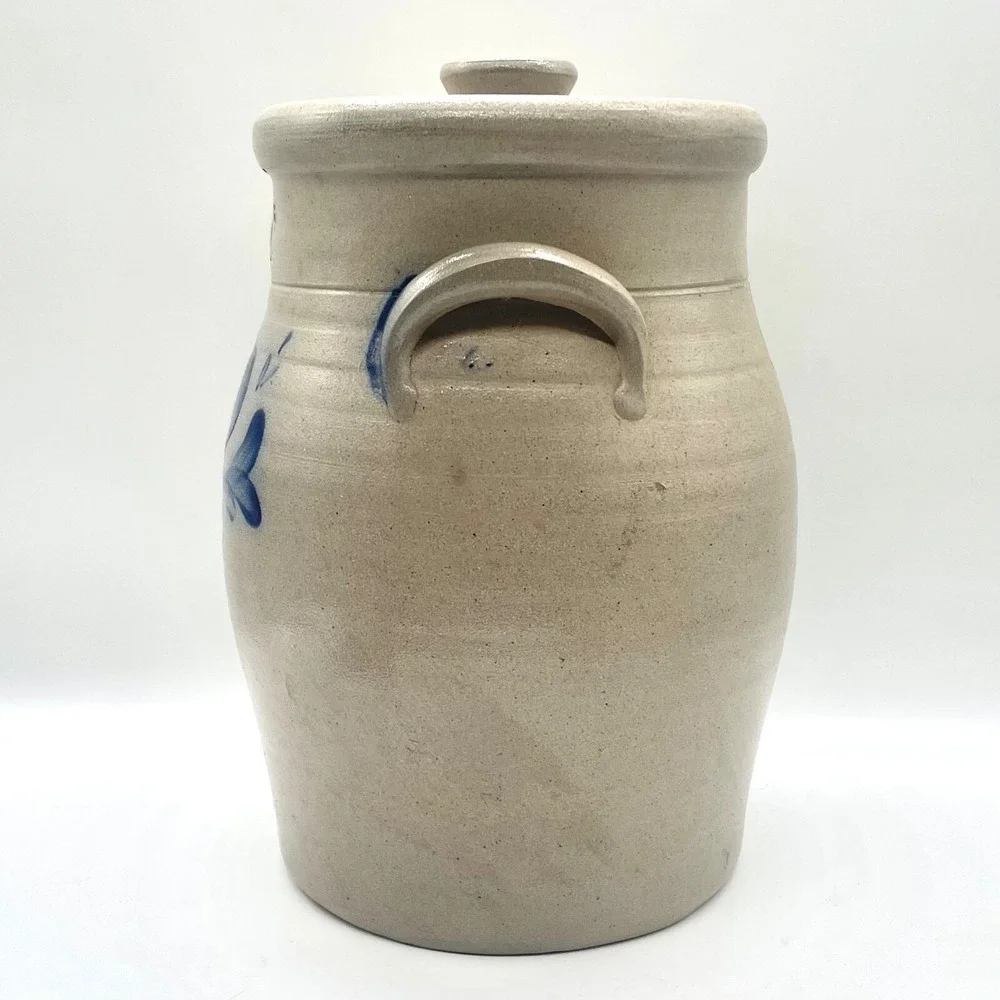 1994 Rowe Pottery Works Cannister Crock w/‎ lid 12